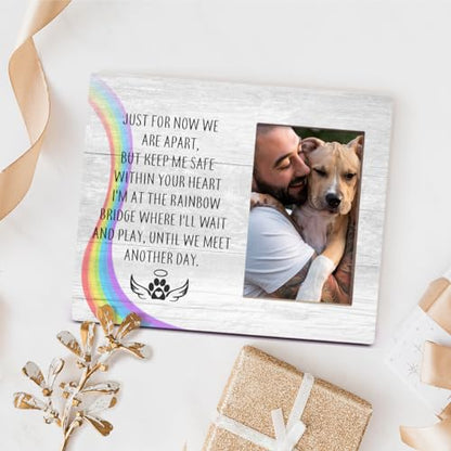Orchroma Rainbow Bridge Dog Memorial Gifts Picture Frame,Loss of Dog Sympathy Gift,4x6 Photo Frame - color: 8x10 in(Just for now we are apart)