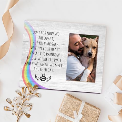 Orchroma Rainbow Bridge Dog Memorial Gifts Picture Frame,Loss of Dog Sympathy Gift,4x6 Photo Frame - color: 8x10 in(Just for now we are apart)