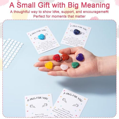 Pocket Hug Bulk with Little Heart Worry Stones and Gift Cards, Pocket Hug Token Keepsake for Friends, Colleagues, Funeral, Celebration of Life, Encouragement Party Favors (24 Sets) - color: 24 Sets