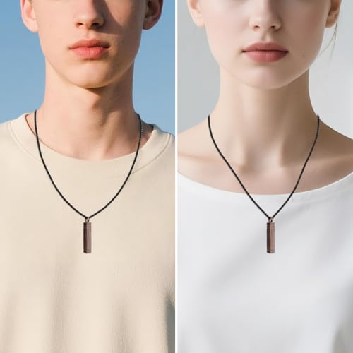 abooxiu Urn Necklace for Ashes Memorial Cremation Jewelry for Ashes Stainless Steel Ashes Jewelry Cube Ashes Necklace Bar Urn Pendant for Women Men - style: Wood Texture Finish