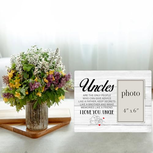 Uncle Wood Picture Frame Gift from Niece Nephew for Birthday, Christmas - color: Uncles