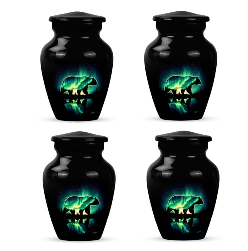 Polar Bear Urns for Human Ashes Women - Aurora Borealis Urns for Ashes Mini Adult Male & Female - Mini Urn for Brother - Cremation Keepsake Urn for Men - Funeral for Mom - 3 Inch, Set of 4 - color: Keepsake Urns for Human Ashes, size: 3 INCH, Set of 4