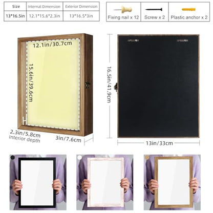 TJ.MOREE Large Shadow Box 13x16 Display Case Wood Picture Frame Carbonized - color: Carbonized, size: 13x16
