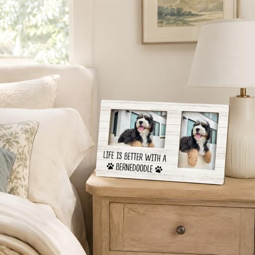 Bernedoodle Gifts Double Picture Frame 4x6, Dog Two Photo Frame - color: color-11