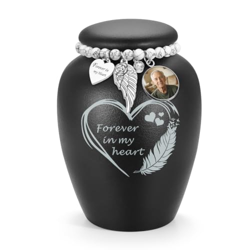 SOITIS Personalzied Urn for Human Ashes 4.8 Inches Ceramic Urn Small Urn for Human Ashes Keepsake Urns Decorative Urn Mini Urns for Ashes Cremation Urns for Human Ashes Black Urn - color: Custom-black Heart
