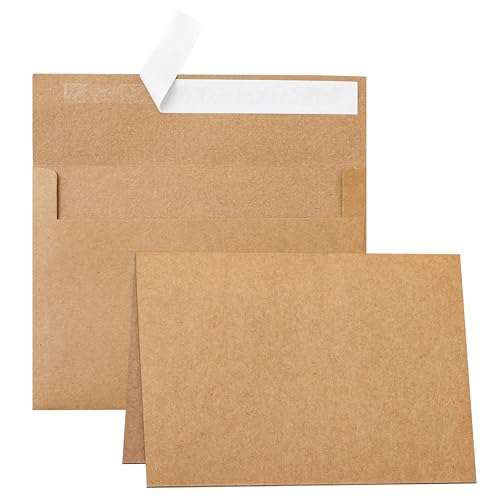 Guakicae 100 Packs Blank Brown Note Cards and Envelopes 5 x 7 - color: Brown, size: 5x7-100pcs