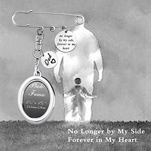 LQRI Wedding Bouquet Photo Memorial Safety Pin Brooch No Longer By My Side Forever In My Heart Bridal In Memory of Dad - color: sliver