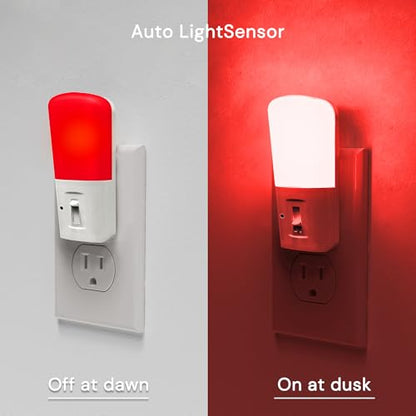 LOHAS-LED Red Light Night Light Plug in, Dimmable LED Night Lights 2 Pack | Dusk to Dawn Sensor, Sleep Aid Red, 0-80LM Adjustable Brightness Red Nightlight for Nursery Kids Room Hallway Kitchen Gift - color: Red