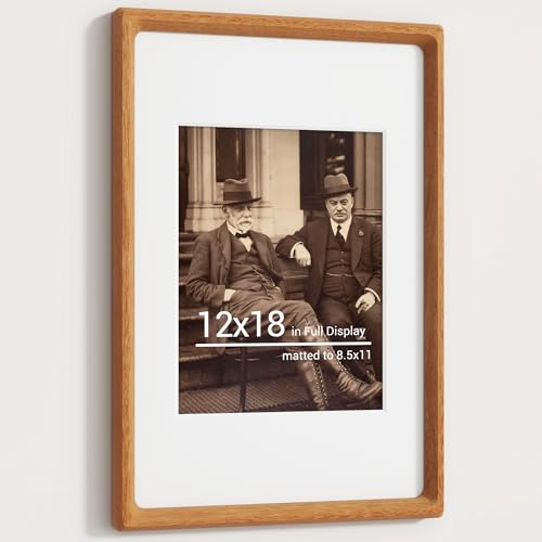 Heimlove 12x18 Picture Frames Natural Teak,Original Wood Hand Make Crafted Certificate Frame with Mat to 8.5x11 Graduation Picture Display,Family Picture,Wedding Picture,Diploma,Photo Wall Mounted - color: Natural Teak, size: 12"x18"|mat to 8.5"x11"