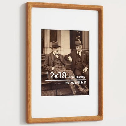 Heimlove 12x18 Picture Frames Natural Teak,Original Wood Hand Make Crafted Certificate Frame with Mat to 8.5x11 Graduation Picture Display,Family Picture,Wedding Picture,Diploma,Photo Wall Mounted - color: Natural Teak, size: 12"x18"|mat to 8.5"x11"