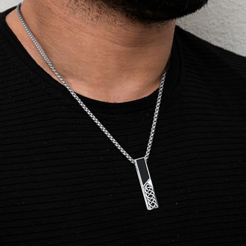 Customized Urn Necklaces for Ashes for Men Women 925 Sterling Silver Cross Necklace for Human Pets Ashes Cremation Memorial Jewelry for Keepsake - style: Celtic Bar Urn