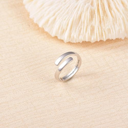 BEILIN 925 Sterling Silver Inspirational Jewelry Rings Adjustable Ring Personality Encouragement Gift for Teens Women - style: Always my granddaughter forever my friend