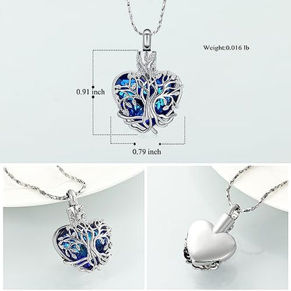 Imrsanl Tree of Life Heart Urn Necklace Cremation Jewelry for Women - color: Customize