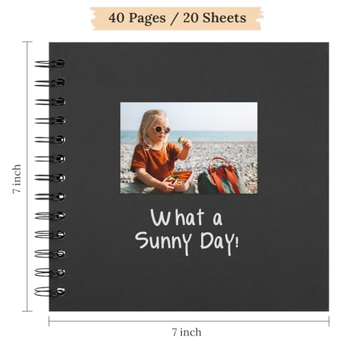 Scrapbook Photo Album 7"x7" 20 Sheets 40 Pages Hardcover Kraft Paper Khaki - color: Black, size: 7"x7" 20 Sheets