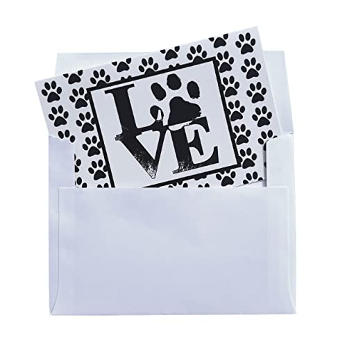 Groomers Margins 16 Dog Thank You Cards with Envelopes, Dog Stationery Cards, Four Designs (4X6 Inch, 18 Envelopes) blank inside for dog thank you notecards, and paw print pet stationary
