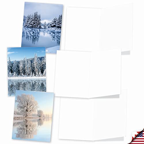 The Best Card Company - Box of 10 All Occasion Cards Blank (4 x 5.12 Inch) - Scenic Landscape Cards Assorted - Tree-flections AM6134OCB-B1x10-NB - style: Tree-flections