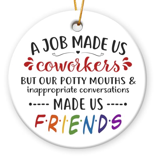 Coworkers Christmas Tree Decorations for Office, Ceramic Ornament - Gift Ideal for Women Friends, Coworker, Teachers, Work Bestie - Funny Friendship, Emotional Support Gifts - Affordable Xmas Presents - style: Coworker
