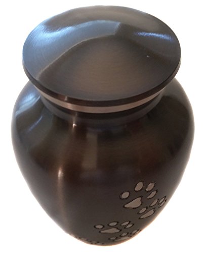 Ottillie Legacy Ebony/Pewter/Vert Pet Urn, up to 65lbs - color: Ebony, Vertical Pewter Paws, size: Medium