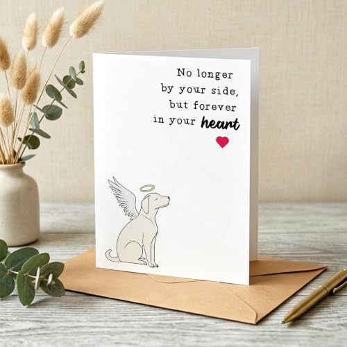 PTRUKD, Pet Sympathy Card That Will Stay In Your Heart Forever, Lost Dog, Pet Owner Sympathy, Pet Memorial Bereavement, Dog Owner Loss Card, Suitable for Funerals - color: PLOS-KM-140