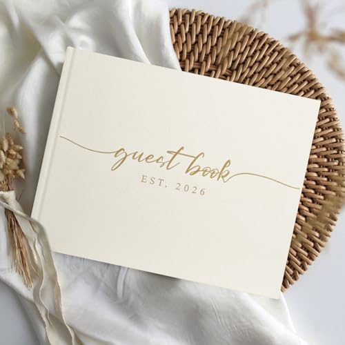 1DOT2 Wedding Guest Book, Personalized 2026 Year, Beige - color: Beige, size: With Year/2026