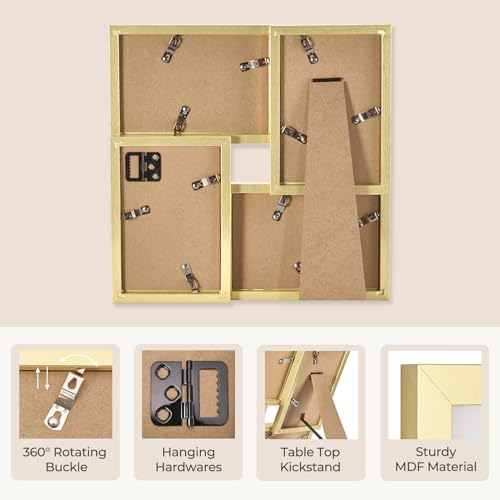 TWING 4x6 Collage Picture Frames Gold Family Multi Photo Frames Wall Decor - color: Gold