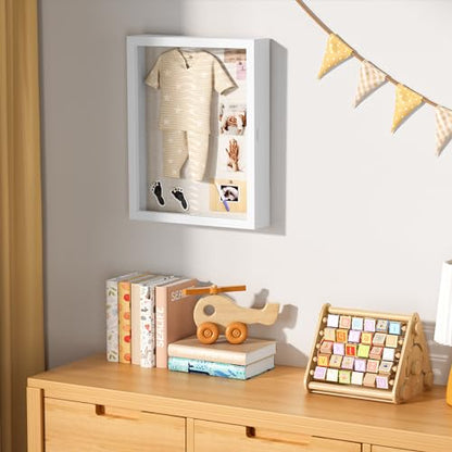 Love-KANKEI Deep Large Shadow Box 13x16.5,Solid Wood Frame,Memory Box,White - color: White, size: 13 x 16.5