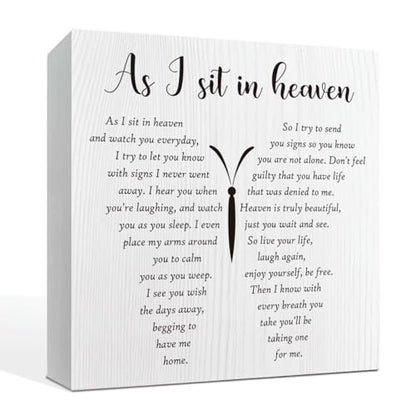 As I Sit In Heaven, Memorial GIft, Sympathy Gift in Memory of Loved One Gifts, Rememberance Gift for Loss of Mother Father Mom Dad, Gifts For Loss Of Loved One Desktop Decor