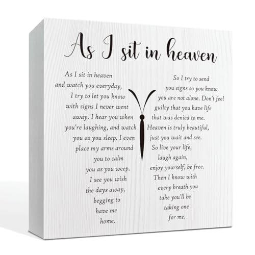 As I Sit In Heaven, Memorial GIft, Sympathy Gift in Memory of Loved One Gifts, Rememberance Gift for Loss of Mother Father Mom Dad, Gifts For Loss Of Loved One Desktop Decor