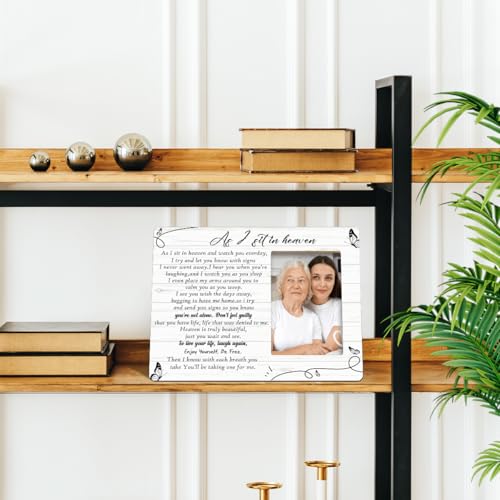 JANLAN Memorial Gifts for Loss of Loved One,Memorial Picture Frame,Bereavement Gift Sympathy Gifts Remembrance Gift for Loss of Mom Dad Wife Husband,As I Sit in Heaven Photo Frame - style: Loss of Loved One-1