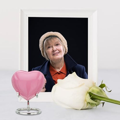 Mini Heart Urn / Cremation Keepsake For Ashes / Heart With Stand From Keepsake Company (Pink) - color: Pink