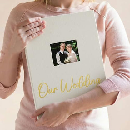 Harloon 400 Pockets Personalized Wedding Photo Album for 4 x 6 In Pictures Our Wedding Photo Album Book with Front Window Linen Cover for Bridal Weddings Gift Family Memory Photos Anniversary Keepsake - style: Our Wedding