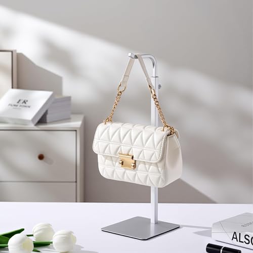 Adjustable Tabletop Purse & Banner Display Stand, Silver | Multi-use tabletop rack holds handbags, birthday banners, lanterns and wreaths for home, parties or retail. - color: Silver