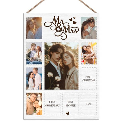 Wedding Photo Board, Collage Photo Hanging Display Picture Board - color: Wedding