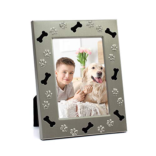 4x6 Silver-Tone Metal Pet Picture Frame for Dog
