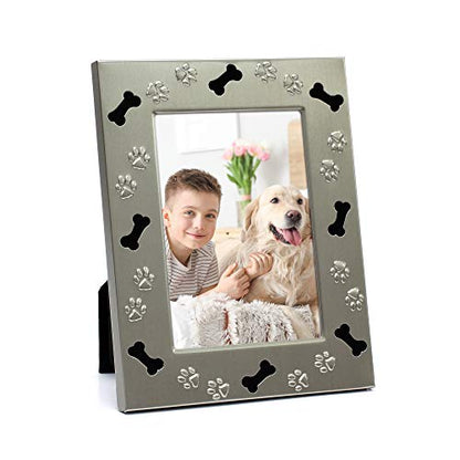 4x6 Silver-Tone Metal Pet Picture Frame for Dog