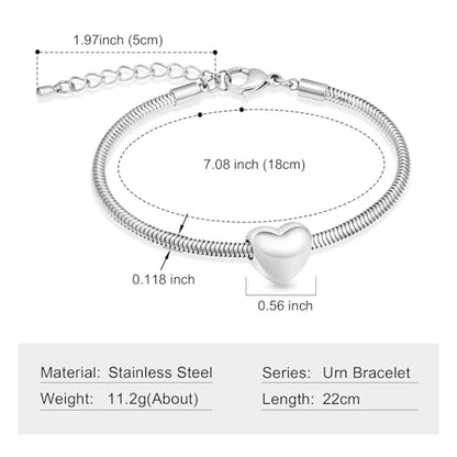 Imrsanl Heart Urn Bracelet for Ashes Cremation Jewelry for Women - color: Silver