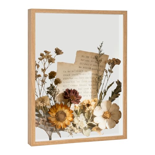 12x16 Shadow Box Frame, Memory Display Case for Keepsakes, Photos | Durable Engineered Wood Shadow Box, 1.2" Deep, For Flowers, Photos, Tickets & Medals. Wall-Mountable Or Stands On Table/Shelf - color: Natural, size: 12×16
