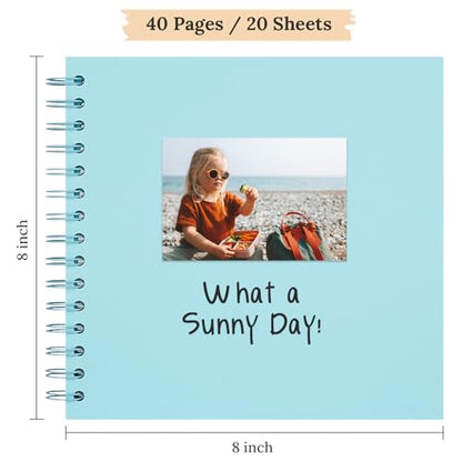 Scrapbook Photo Album 8"x8" 20 Sheets 40 Pages Hardcover Kraft Paper Blue - color: Blue, size: 8"x8" 20 Sheets