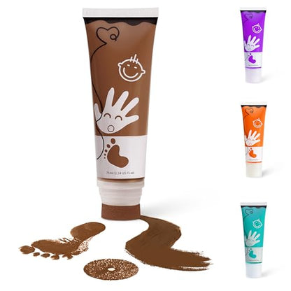 Baby Hand and Footprint Paint with Sponge Head, 2.54 fl oz, Non-Toxic & Acid-Free, Washable Baby Safe Paint for Newborn Keepsakes, Dog Nose & Paw Prints, Ideal New Mom Gift - Brown - color: Brown