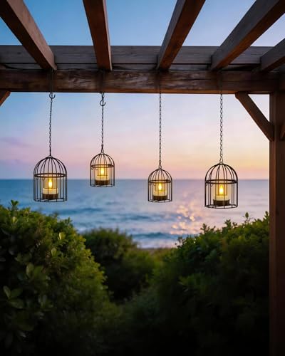 SoulBay Hanging Solar Lanterns Outdoor Waterproof for Patio Garden Decor