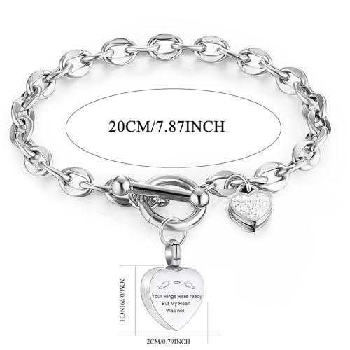 Heart Urn Bracelet for Ashes Women Men Memorial Pendant Locket Cremation Bracelet Ashes Holder Adjustable Keepsake Bangle Ash Jewelry