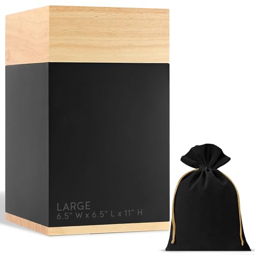 Timeless Maple Wood Urn for Ashes Adult Male & Female – Handcrafted Cremation Urn for Human Ashes – Keepsake Box & Memorial Ashes Keepsake - Large Urns for Ashes for Women – Pet Urns for Dogs - color: Maple & Black, size: Large
