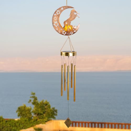 Solar Horse Wind Chimes - Unique Moon Hummingbird Design, for Mothers, Grandmothers, Sisters, Friends and Girls on Birthdays, Christmas, Thanksgiving and Mother's Day - color: Horse