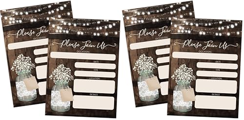 Your Main Event Prints 20 Rustic Country Wood Barrel Invitations – Fill-In Style 5x7 Invites for Wedding, Bridal Shower, Baby Shower, Birthday, Engagement, Anniversary, or Party (Pack of 2) - size: 40 Piece Set (Pack of 2)