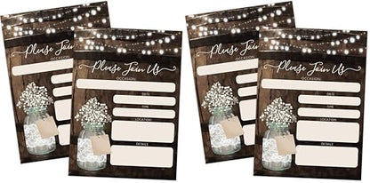 Your Main Event Prints 20 Rustic Country Wood Barrel Invitations – Fill-In Style 5x7 Invites for Wedding, Bridal Shower, Baby Shower, Birthday, Engagement, Anniversary, or Party (Pack of 2) - size: 40 Piece Set (Pack of 2)