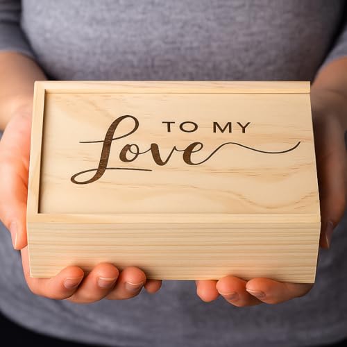 Koyal Wholesale Love Letter Keepsake Box Engraved Wooden Memory Box for Couples Wedding, Sentimental Storage for Love Notes Photos & Letters, Romantic Keepsake Gift for Him or Her Boudoir Wood Photo - color: To My Love