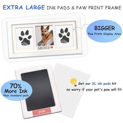 MYPAWLETS Paw Print Frame & Ink Pads Kit,Pawprint Kit for Dog/Cat,XL White | 2 No Mess Ink Pads,Clean Touch,PawPrint Stamp Pad,Dog Nose Print,Quality Memorial Frame,Personalized Dog Mom Gifts - color: Large-White