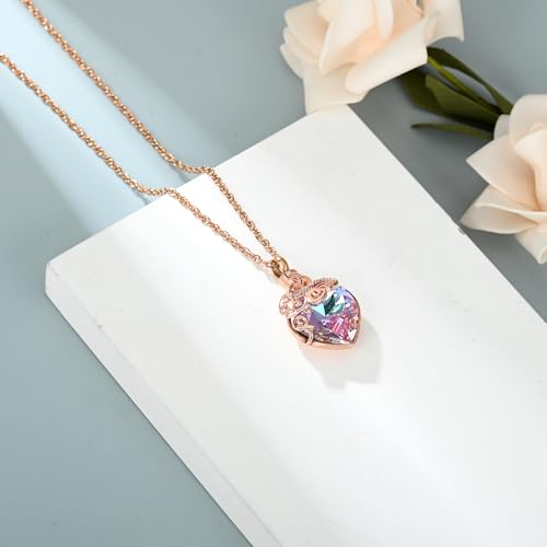 shajwo Butterfly Heart Urn Necklaces Cremation Jewelry for Ashes for Women Men Memorial Human Ashes Pendant - color: 1-Rose Gold-Purple