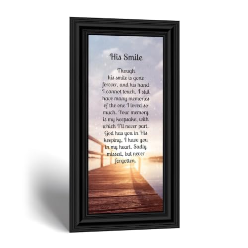 Crossroads Home Décor His Smile, in Memory of a Loved one, Loving Memory Gift, 7373B | Sympathy Gifts for Loss of Loved One, Memorial Gifts for Loss of Dad, In Memory of Dad, Grief Gifts for Husband or Grandpa - color: Black, size: 4"L x 10"W