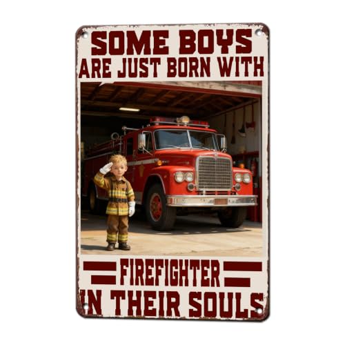 Firefighter Metal Signs Firefighter Vintage Tin Sign 12x8 Inch - color: Firefighter 1 Wall Decor, size: 12x8 Inch(20x30CM)